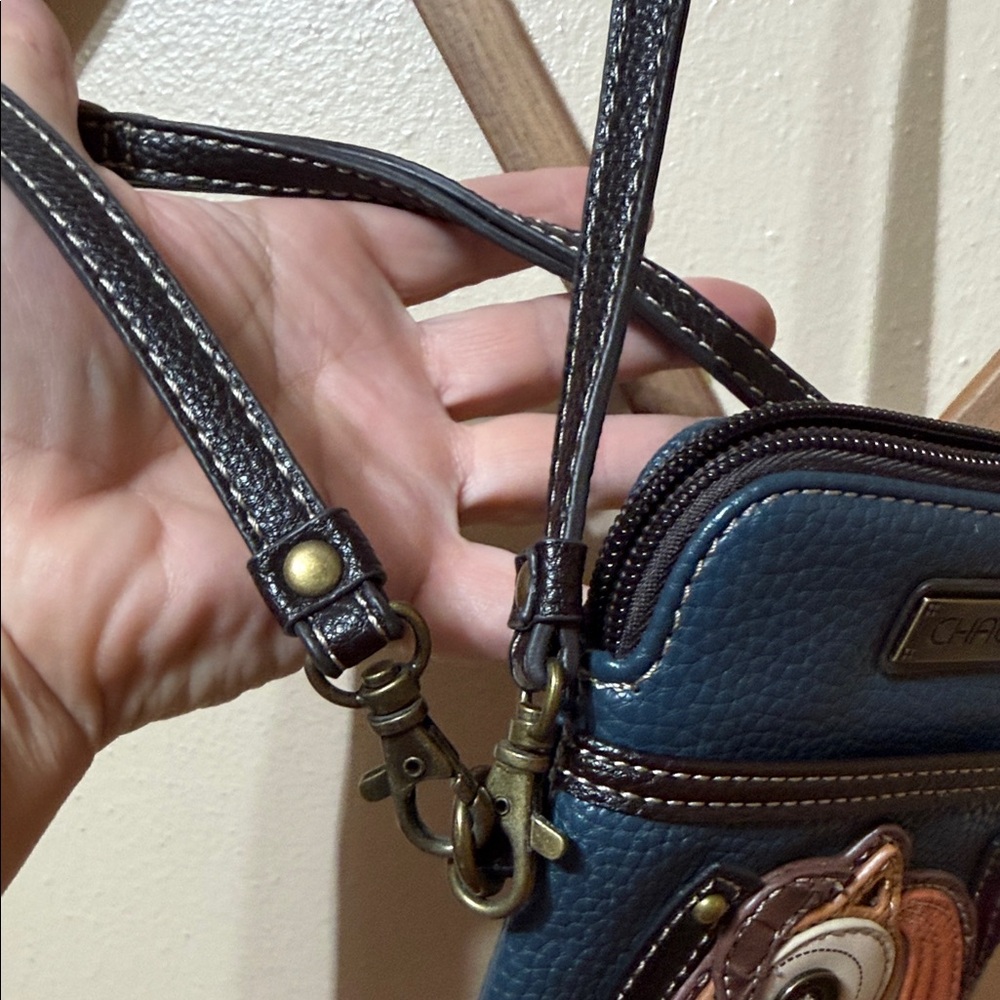 Chala Blue and Brown Horse Crossbody Bag - Picture 3 of 7